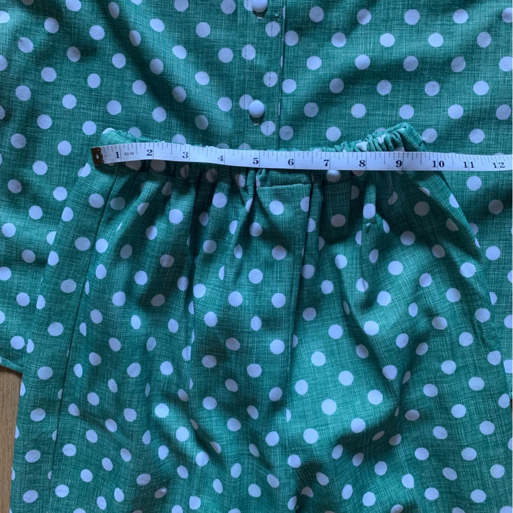 ✨VINTAGE✨ Jack Bryan // 1970s Green Polka Dot Pant Set - Picture 10 of 15